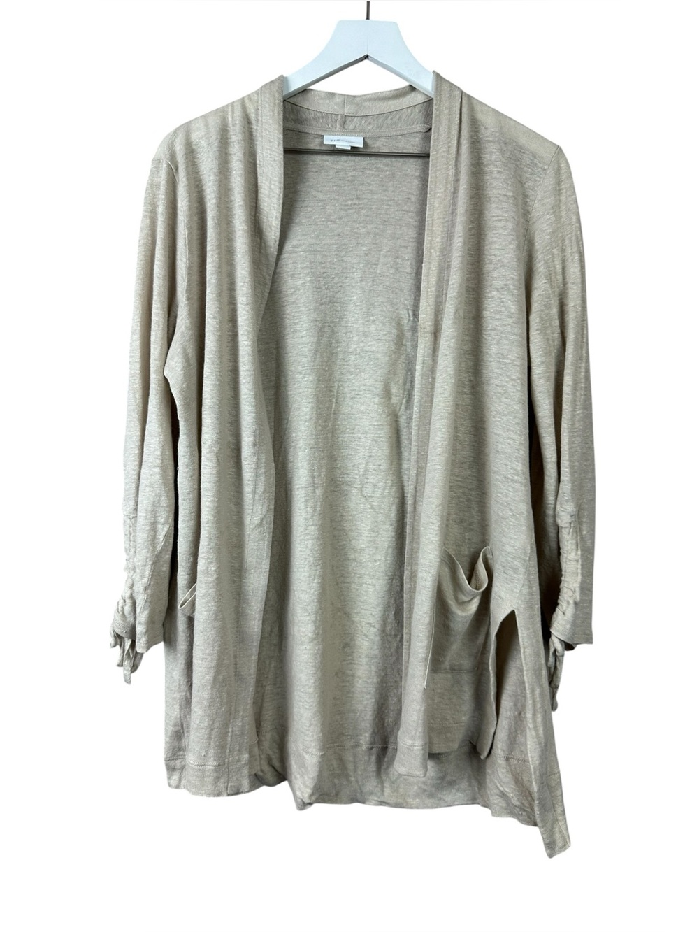 J Jill Linen Open Cardigan Sweater Women Sz M Petite